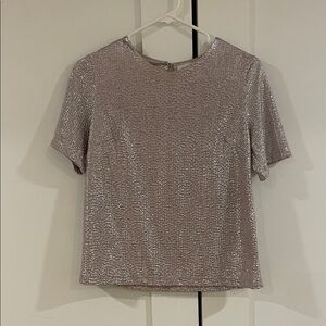 Monteau Shimmering Gold Short Sleeve Top